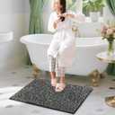 HDFK Bathroom Rugs | Non Slip Washable Bath Mats 30x20 Inches 2 Tone Chenille Medium Pile TPR Backing Floor Mat | Quick Dry Water Absorbent Black and White | Shower Rug for Vanity Area & Decor