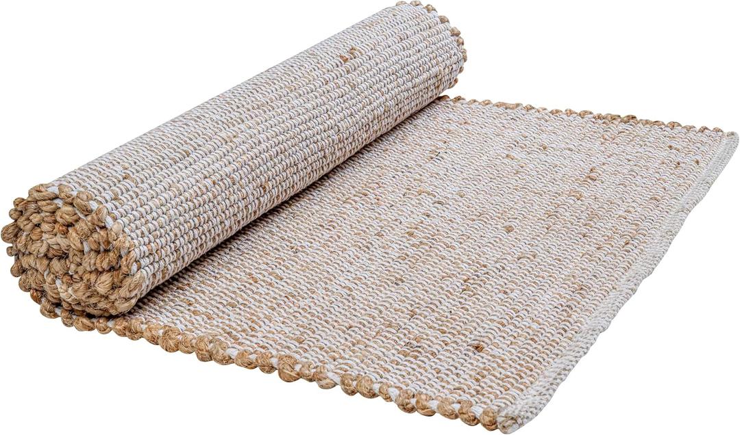 Savi Home Jute Cotton Handwoven Runner Rug 2'x6' - Natural Fiber Rustic Farmhouse Runner Rug - Vintage Boho Decor for Bedroom, Dining Room, Hallway & Office (2' x 6' (Rectangular))