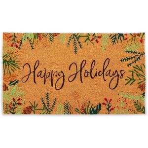 Okuna Outpost Rectangular Coco Coir Doormat - Coco Winter Door Mat for Dirt & Mud - Winter Welcome Mat Coir with Grip Backing - Outdoor Holiday Rug with High-Pile Fibers - 17 x 30 in Multi Color