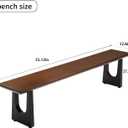 Walnut Color Long Bench Solid Wood Top Metal Legs U-Shaped Design Durable Sturdy Dining Bench Ideal for Office Home Restaurant Patio Multiple (Bench, 55.12in)