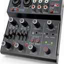 Pyle Professional Wireless DJ Audio Mixer - 4 Channel Bluetooth Controller Sound Mixer, USB Audio Interface, 2 Combo Jack XLR+6.35mm Mic/Line/Guitar in, 3.5mm, RCA AUX, Headphone Jack - PAD43MXUBT