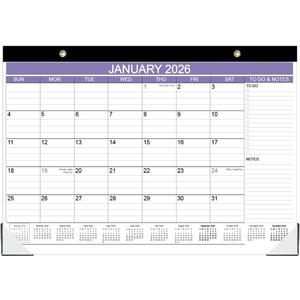 2026 Desk Calendar - Calendar 2026 from January 2026 - December 2026, Desk Calendar 2026 with to-do List, 12" x 17", Purple
