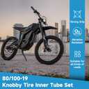 EOPOAYI 80/100-19 Dirt Bike Tire & 2.75/3.00-19 Inner Tube Replacement for Surron Light Bee X LBX L1E Sur Ron UltraBee Electric Dirt Bike Segway X260 Talaria Sting MX 8000W 60V 40AH eRide Pro E-Bike