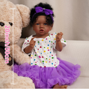 Reborn Doll Black Girl - 20" Realistic Lifelike African American Handmade Dolls Soft Poseable Weighted Vinyl Body, Open Eyes, Curly Hair, Set for Christmas, Birthday, New Year