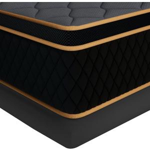 14 inch King Size Mattress in a Box,Gel Hybrid Memory Foam Individually Wrapped Pocket Springs for Motion Isolation,Pressure Relief,CertiPUR-US,Medium Firm-Black