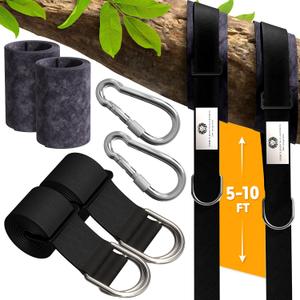 The Lions Garden Tree Swing Straps 2 Pack Adjustable 510 ft Tree Swing Hanging Straps, Heavy Duty Hammock Straps for Trees with Carabiners & Tree Protectors Up to 3376 Lbs
