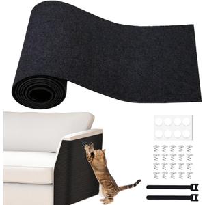 Cat Scratching Furniture Protector Self Adhesive Trimmable Protective Sofa Carpet Leather Furniture Pad Replacement for Cat Tree Shelves DIY Pet Scratch Protector (Black, 15.7"x78.7")