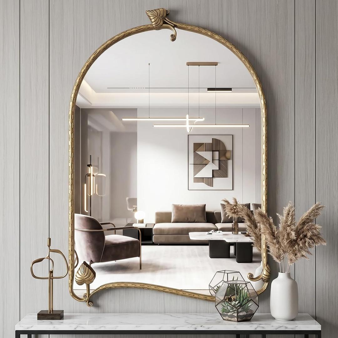 Gold Arched Mirrors for Wall Decor, 36"x24" Arched Wall Mirror