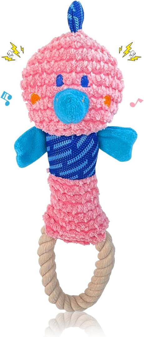 Squeaky Dog Toys for Medium Dogs - Durable Dog Toys for Aggressive Chewers to Keep Them Busy - Interactive Plush Chew Toy with Squeaker for Training Reward & Gift - Pink