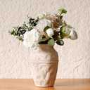 Ceramic Flower Vase, 8.07 Inch (20.5 cm) - Retro Beige Textured Rustic Farmhouse Decorative Vase for Living Room, Table, Fireplace, Kitchen & Home Centerpiece