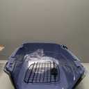 Amazon Basics Sturdy Portable 2-Door Top-Load Hard-Sided Pet Travel Carrier with Secure Ventilation, Handle, Front & Top Entry for Dogs, Cats, 22.8"L x 15"W x 13"H, Gray & Blue
