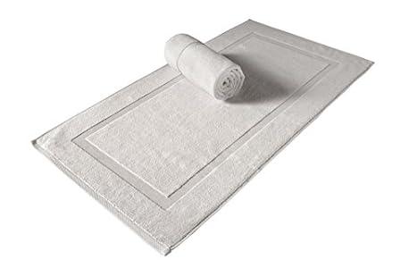 SALBAKOS Luxury Hotel and Spa 100% Turkish Cotton Banded Panel Bath Mat Set 900gsm! 20"x34" (Stone, 2 Pack)