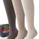 3 Pairs Cotton Compression Socks for Women Men 20-30 mmHg - Knee High Support Socks with Thick Sole and Seamless Toe XL