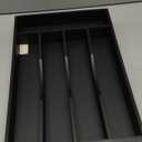 Bellsal Black Utensil Organizer 12.5 Inch Silverware Tray for Drawer Utensil Holder Cutlery Organizer Kitchen Drawer Organizer 7 Compartment Small Narrow Bamboo