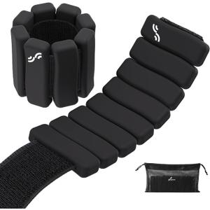 Sportneer Wrist & Ankle Weights for Women & Men Set of 2 (1LB/2LB Each) - Soft Silicone Arm & Leg Weights for Pilates, Yoga, Walking, Barre, Home Workout, Water Aerobics (Twilight Black)