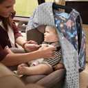 Metplus 2 in 1 Dinosaur Baby Car Seat Cover, Car Seat Canopy for Babies, Mom Multiuse Nursing Cover, Minky Baby Carrier Covers, Newborn Boy Girl, Peekaboo Opening