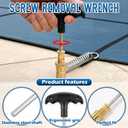 YUNVI Pool Cover Tool Set,30 1/2 inch Stainless Steel Pool Cover Rod with Hex Key,Swimming Pool Cover Installation and Removal Tool for Standard Pool Cover Anchors