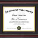 upsimples Diploma Frame 8.5 x 11 with Mat or 11x14 without Mat, Certificate Degree Document Frame, Classic Wood Grain with Gold Beading, Includes Black & Gold Mats, Graduation Gifts, 1 Pack