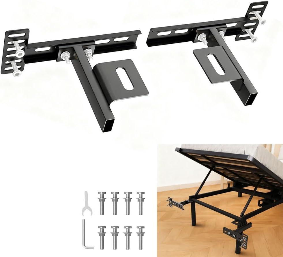 Adjustable Headboard Brackets for Metal Bed Frame Universal Brackets for Headboard with Footboard Extension Kit Fit Twin Full Queen King 2 Pcs Matte Black