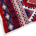 Tribal Stripes Throw Blanket, Southwest Aztec Red Abstract Geometry Blankets, Vintage Exotic Indian Boho Western Cozy Lightweight Warm Throw Blanket for Couch Sofa Bed Beach Travel 50x60IN