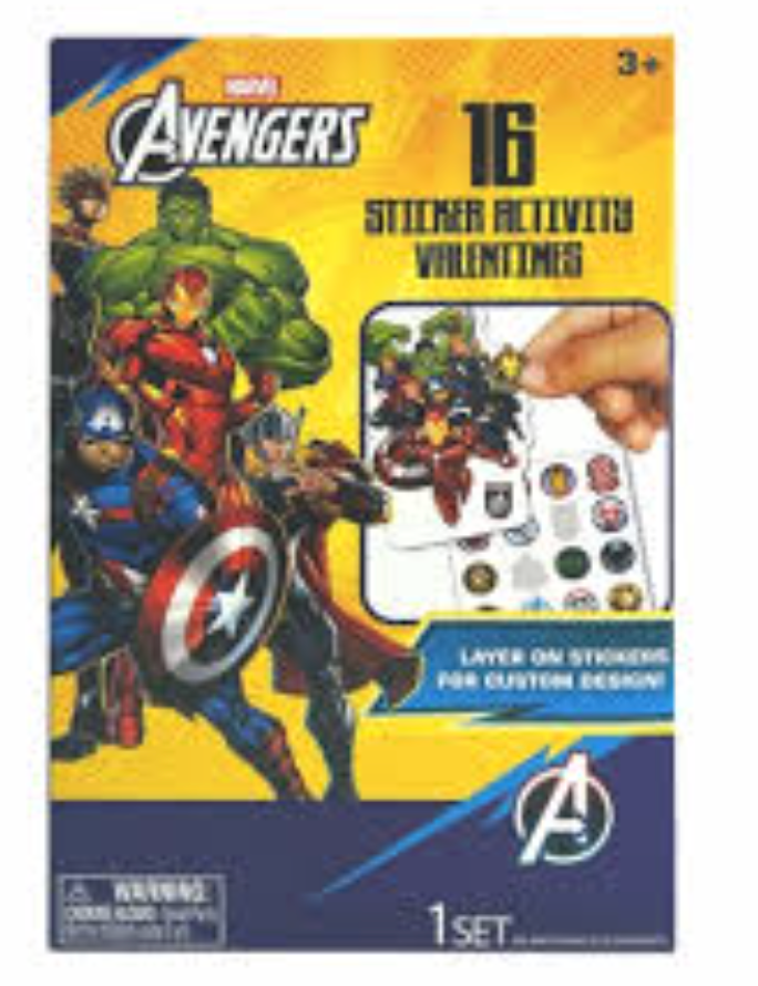 MARVEL Avengers Sticker Activity Valentines, 16 ct 
2 Pack