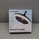 Socket Fan Light with Remote Control, 3 Colors 3000K-6500K Dimmable LED Light Bulb Fan Screw in Ceiling Fan for Bedroom, Kitchen, Storage Room, Closet, Wireless Small Ceiling Fans with Lights - Black