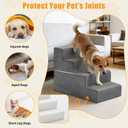 KMFurnila 4-Step Dog Stairs for Large Dogs and Cats, 18in H Dog Steps, Grey