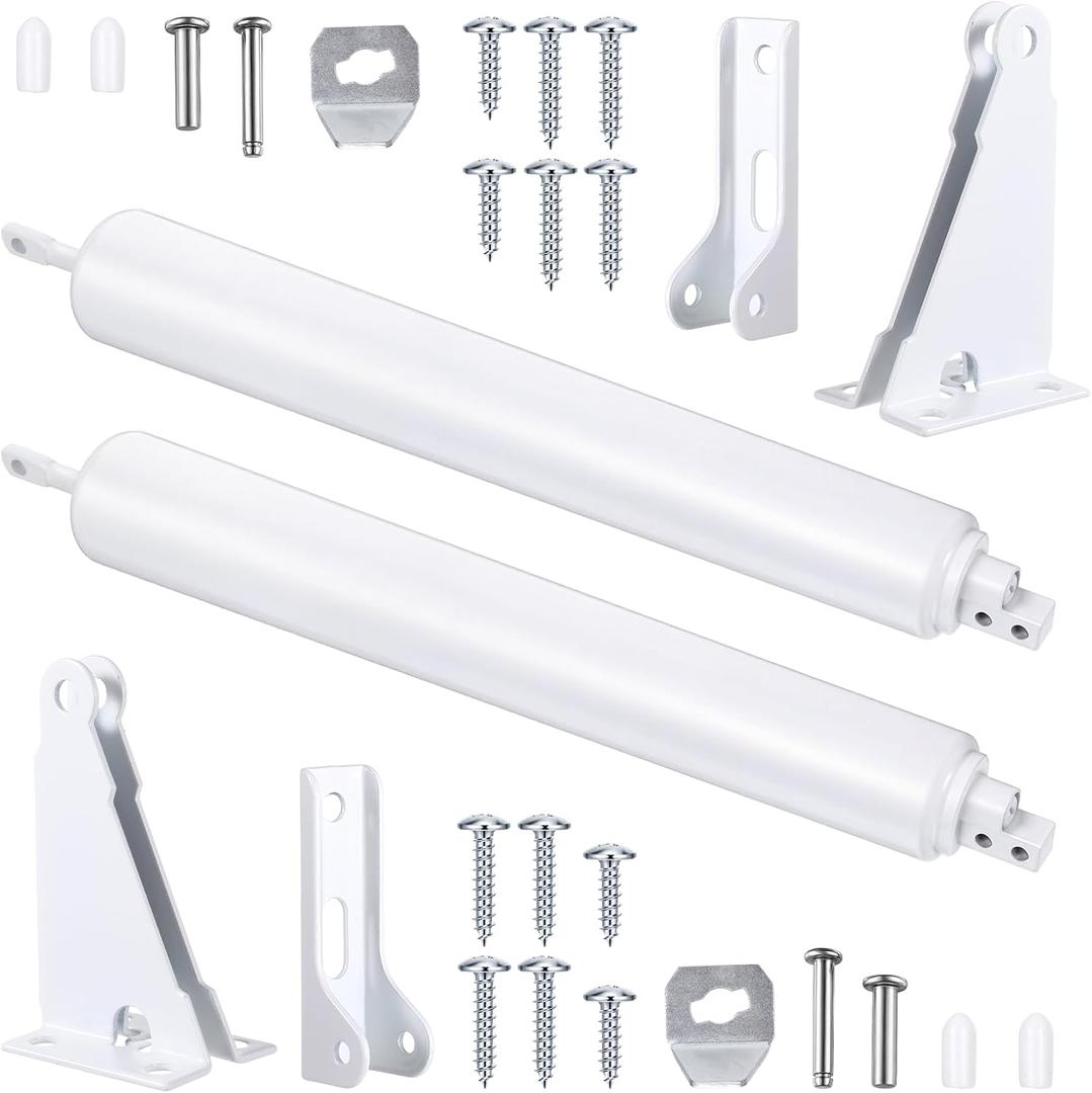 2 Sets Storm Door Closers, Heavy Duty Screen Door Closer, Pneumatic Screen Door Closers kit with Hold Open for Storm(White)