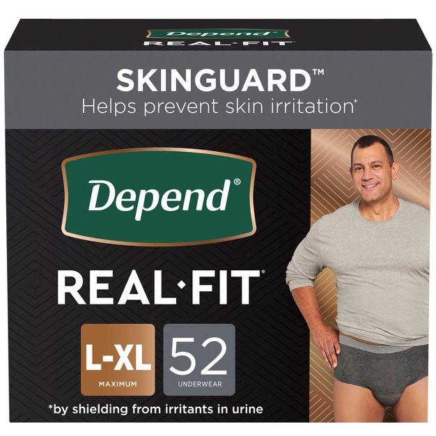Depend Real Fit Incontinence Underwear for Men - Maximum Absorbency L-XL, 52 Underwear