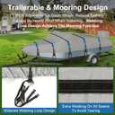 1200D Solution-Dyed Waterproof Boat Cover, Heavy Duty Trailerable Bass, Runabout, V-Hull, Tri-Hull Pro-Style Fishing Boat Cover with Motor Cover 14'-16'