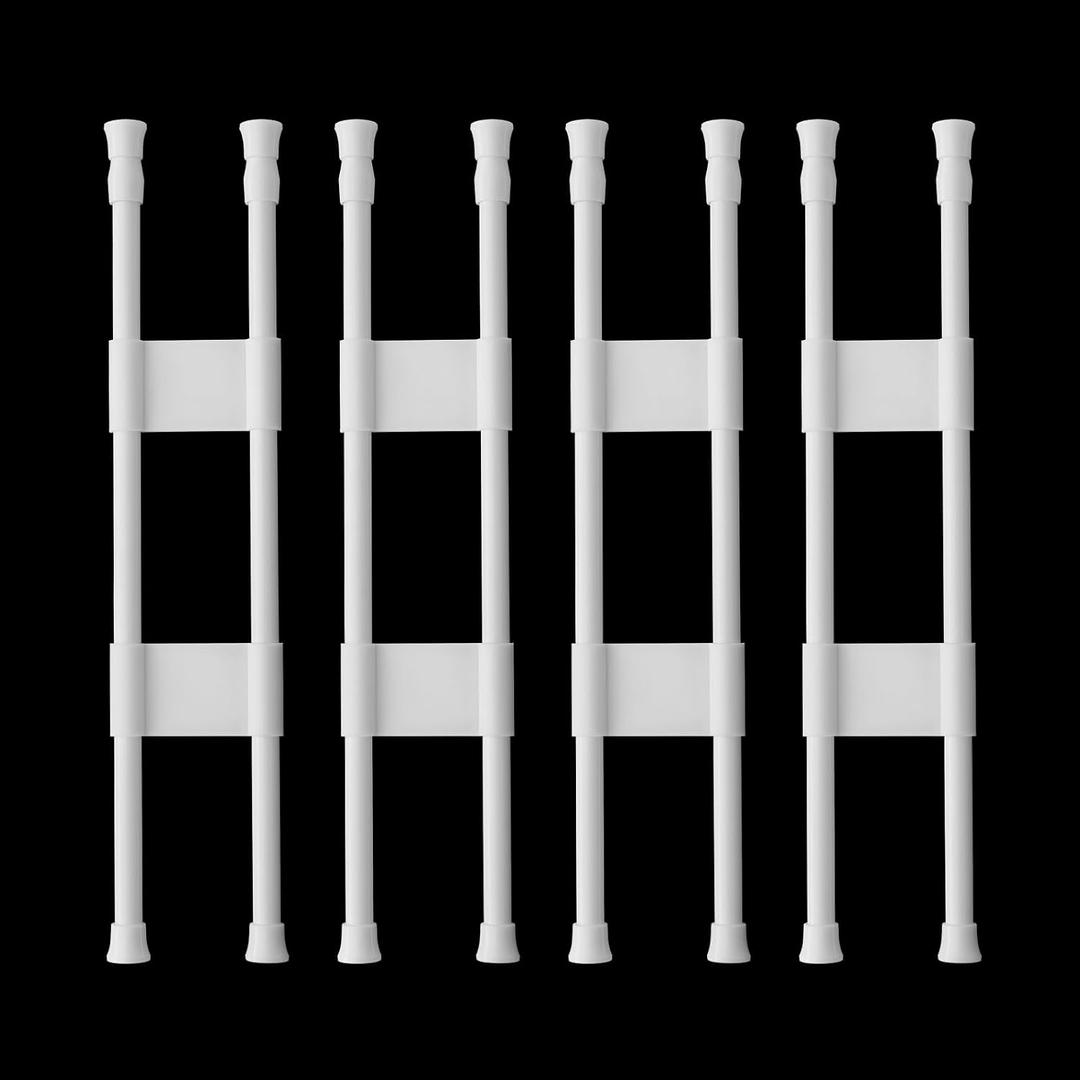 4 Sets Double RV Refrigerator Bars, 15.8-27.6 Inches Non-Slip Adjustable RV Fridge Tension Rods, for Camper Refrigerator, Kitchen, Bookshelf, Cupboard-White