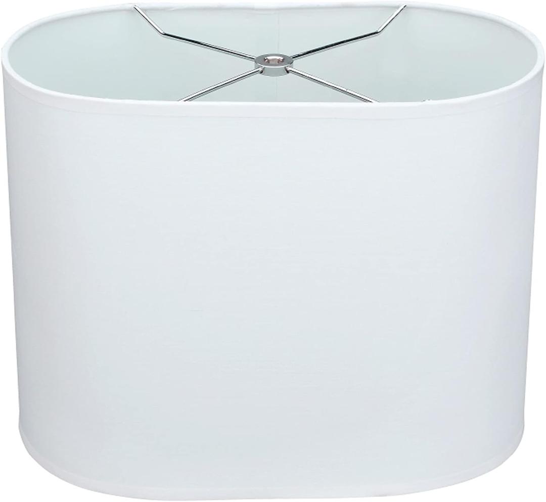 Aspen Creative 37001A Transitional Oval Hardback Shaped Spider Construction Lamp Shade in Off-White, 13 1/2" wide (8" + 13 1/2") x (8" + 13 1/2") x 10 1/2", 8" x 13.5" x 10.5"
