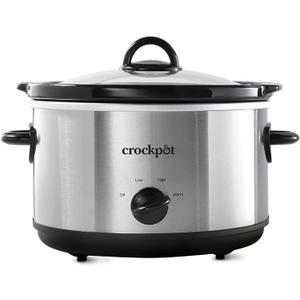 Crock-Pot 4.5 Quarts Manual Design Series Slow Cooker with 3 Manual Heat Settings Cooks Meals for 4 Plus People with Removable Stoneware Bowl, Silver