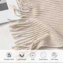 lifein Chenille Throw Blanket 50x60 - Soft Boho Knitted Blanket for Couch Cozy Farmhouse Decor Bed Throw, Lightweight All Season White/Cream Blanket, Decorative for Living Room Bedroom Spring Decor