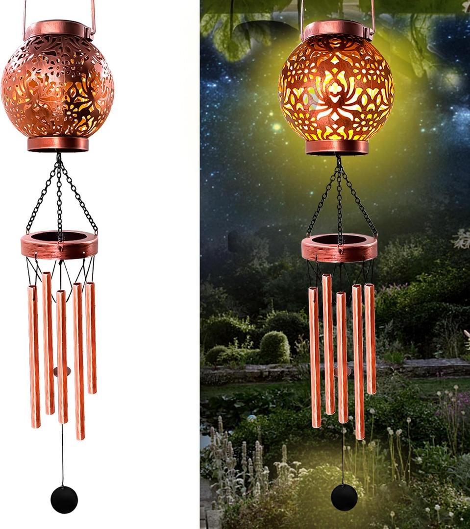 Astarin Solar Wind Chimes for Outside Hanging Led Solar Lights Outdoor Garden Lantern Decorative as Gift for Women mom Grandma Friends' Birthday Gift Bronze