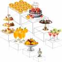 Geelin 8 Pack Acrylic Buffet Risers - 3 to 10 Inch Decorative Cube Boxes, Display Stands with Hollow Bottoms for Food Jewelry Table Display Supplies(Clear,Flat)