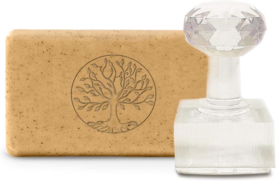 CRASPIRE Handmade Soap Stamp Tree of Life Acrylic Soap Stamp with Handle 1.57 Embossing for Cookie Clay Pottery Biscuits Gummier DIY Arts Crafts Making