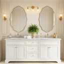 PERFNIQUE Gold Scalloped Mirror, 30''L×18''W Oval Wavy Wood Framed Mirror for Wall Decor, Hanging Leaning for Bathroom, Nursery, Entryway, Vanity, Living Room