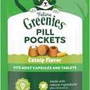 Greenies Feline Pill Pockets for Cats Natural Soft Cat Treats, Catnip Flavor, 1.6 oz. Pouch (45 Treats) (EXP 01/26/29)