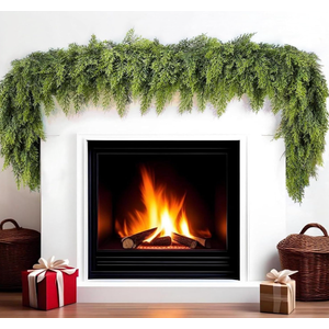 9 FT Christmas Garland, Cedar Garland - Realistic Artificial Christmas Garlands for Indoor and Outdoor Decor,Fireplace,Mantle,Doorway,Wreath-Green Faux Pine Garland for Christmas Decorations (2, 9 FT)