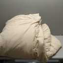 MooMee Bedding Duvet Cover Set 100% Washed Cotton Linen Like Textured Breathable Durable Soft Comfy (Solid Light Tan, Palatial King/Oversized King 120"x98")