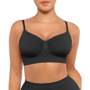 FeelinGirl Bralettes for Women with Support Comfortable Bras No Underwire Seamless Everyday Bras (Black, XL)