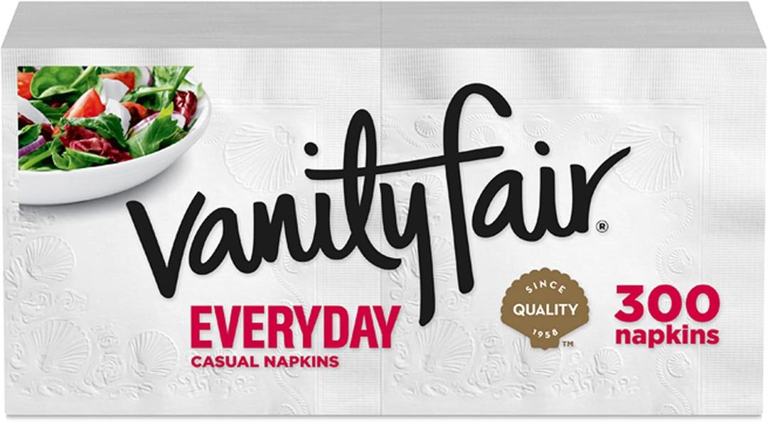 Vanity Fair Everyday Paper Napkins, 300 2-Ply Disposable Napkins, Dinner Size