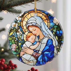 Christmas Ornaments, 2.8 Inch Ceramic Religious Ornament, Christmas Tree Ornaments, Xmas Decorations, Holiday Decorations, Christian Gifts, Religious Gift, Holiday Party Gifts, and Xmas Gift Ideas