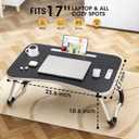 Folding Lap Desk, 23.6 Inch Wood Laptop Bed Desk with Cup Holder, Portable Bed Table for Working Writing Reading & Eating for Bed, Sofa, Couch, Floor - Black