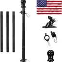 American flag with pole,Flag poles kit for 3 x 5 Flags Holder,Including 100% Polyester Flags, 6 FT stainless steel No Tangle Spinning Pole and 2-Position Flag Pole BracketAmerican flag (Black)