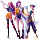 KPop Demon Hunters Huntrix Cardboard Cutout Standee Life Size Character Display for Fans, Parties, or Room Dcor Rumi, Myra, and Zoey Group Cardboard Figure - Officially Licensed, 66 in x 66 in