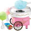 Nostalgia Vintage Hard and Sugar Free Candy Countertop Cotton Candy Maker, Includes 2 Reusable Cones And Sugar Scoop  Pink