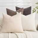 Set of 4 Soft Textured Throw Pillow Covers 18x18 Inch Cozy Decorative Farmhouse Cushion Cover Square Accent Pillow Cases for Bed Couch Sofa Living Room, Neutral