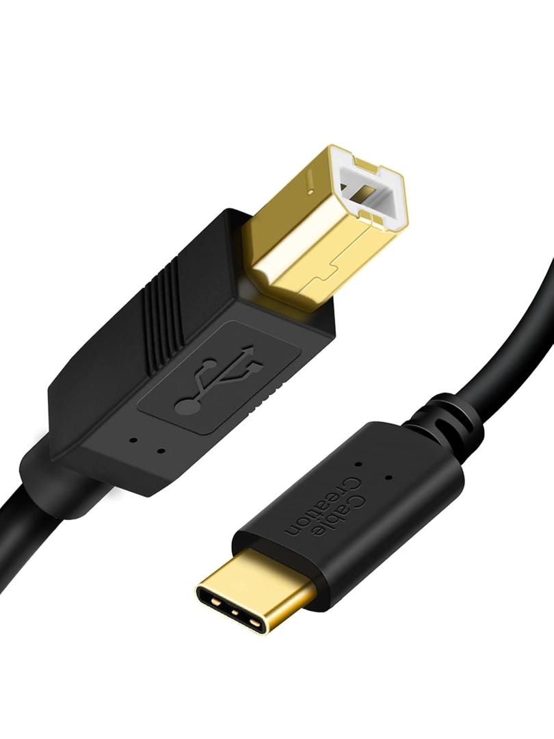 CableCreation USB C to B Printer & Scanner Cable - 10FT, MIDI Cable for Yamaha & Casio Digital Pianos, DJ Controllers - 3M Black